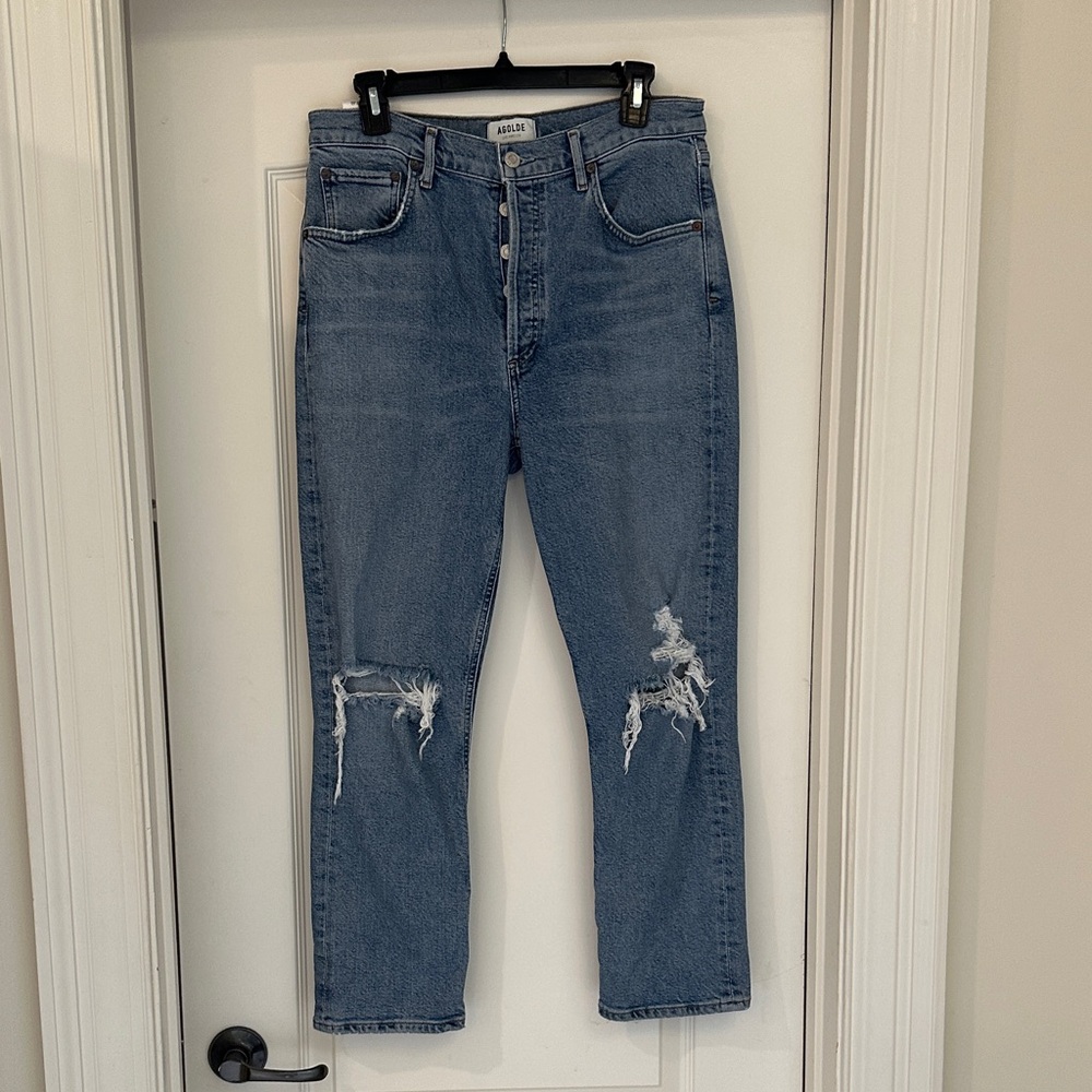 Agolde Blue Distressed Women Jeans